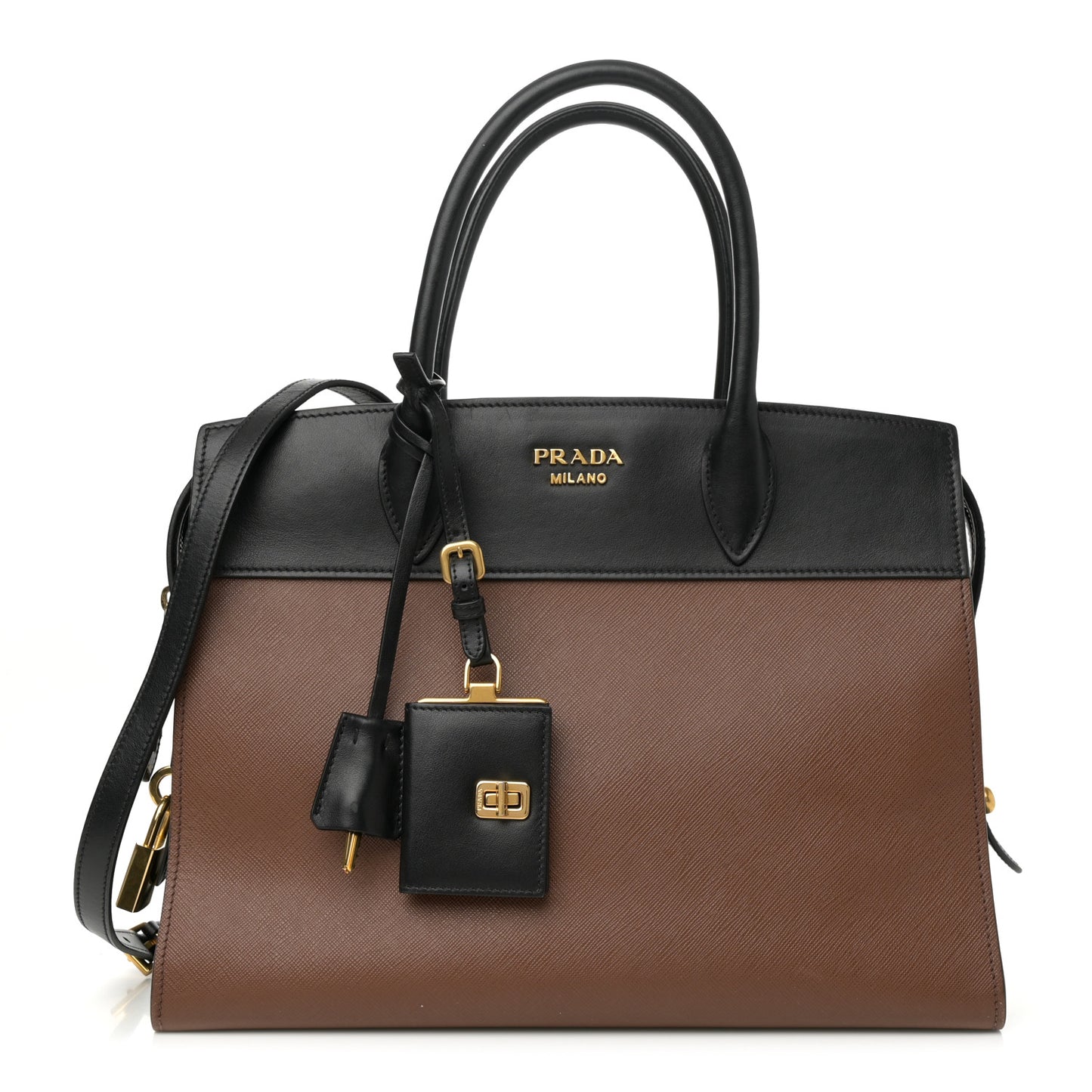 Saffiano City Calfskin Medium Esplanade Tote Palissandro Black