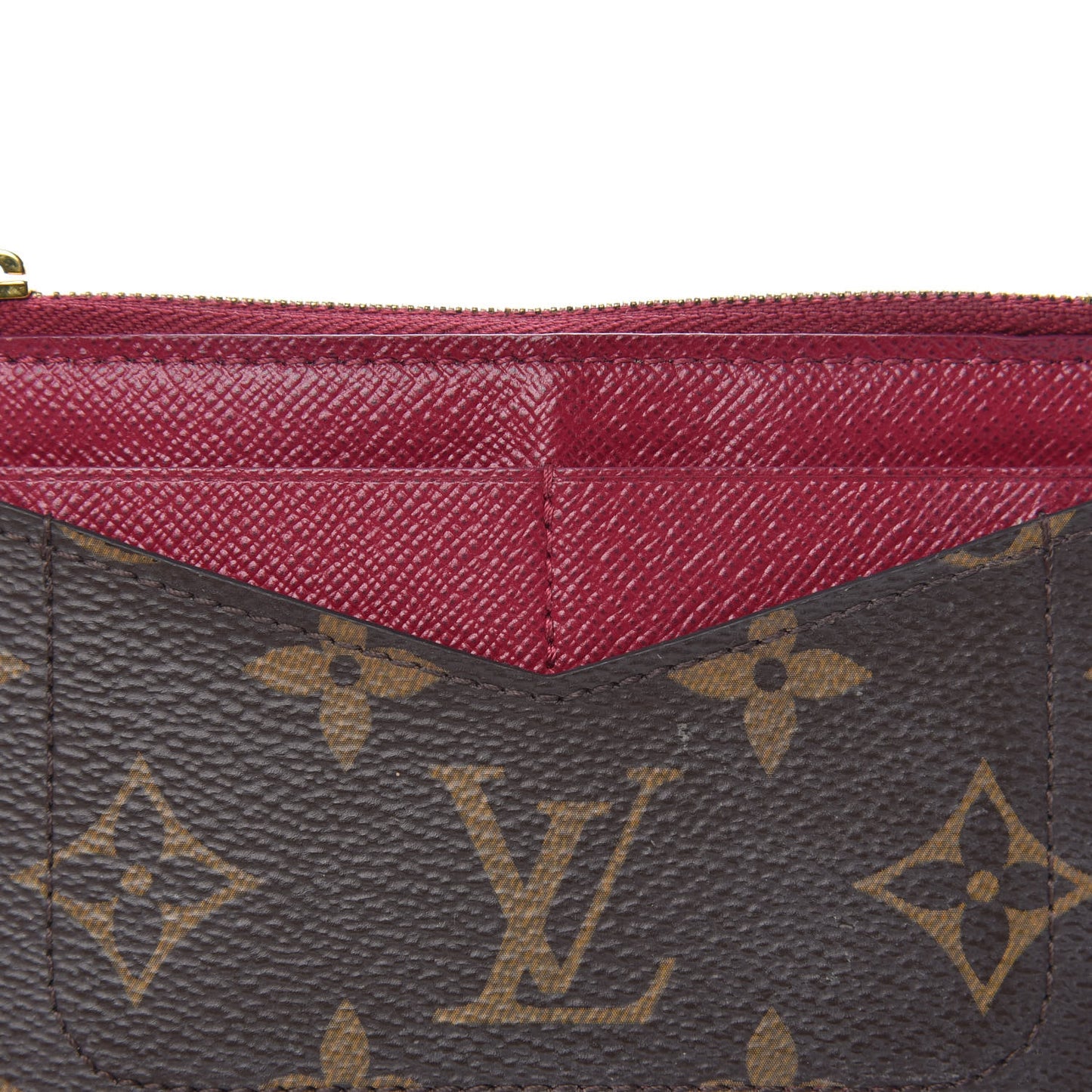 Monogram Zipped Card Holder Fuchsia
