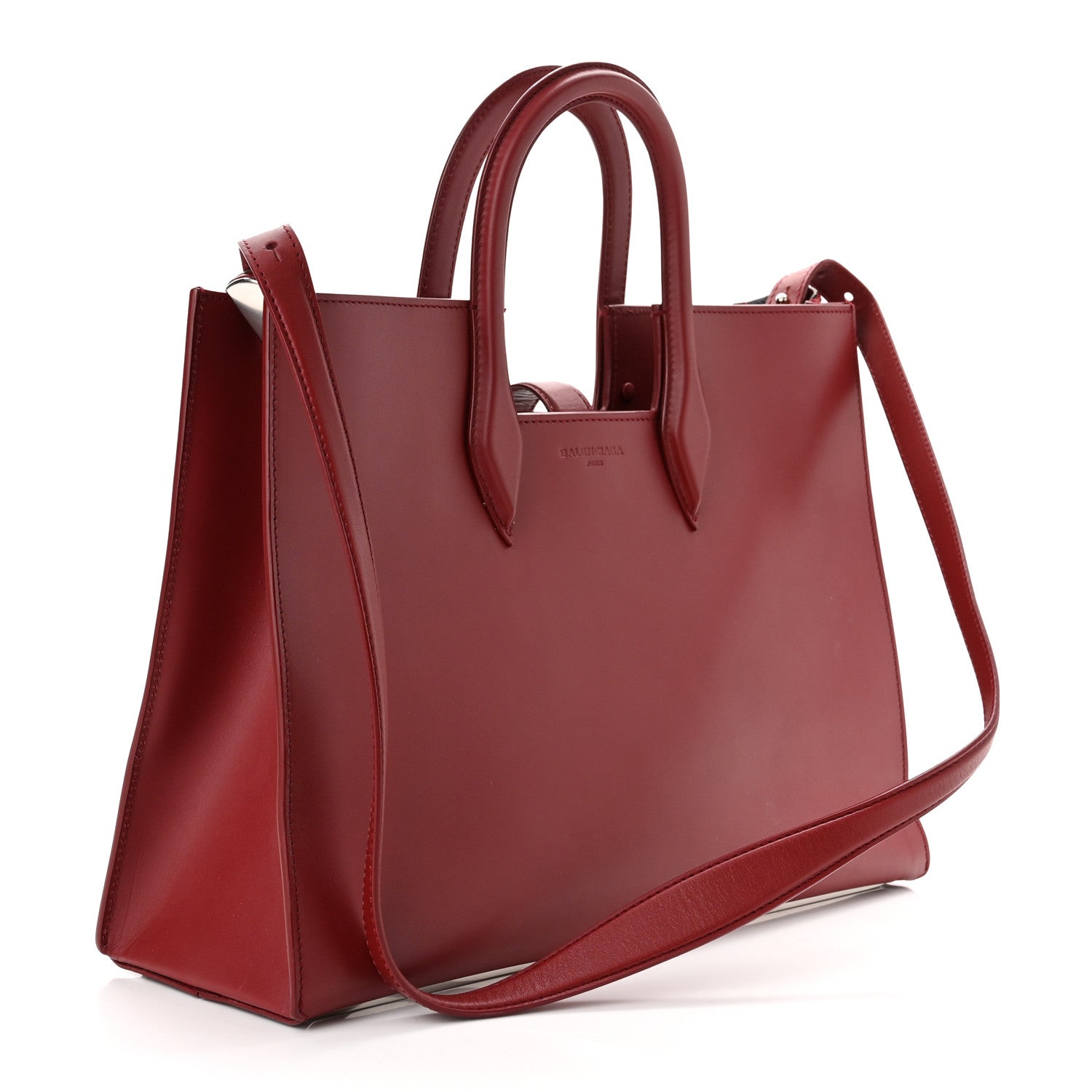 Balenciaga Calfskin Maillon Large Shopping Tote Rouge Bordeaux 2 of 10