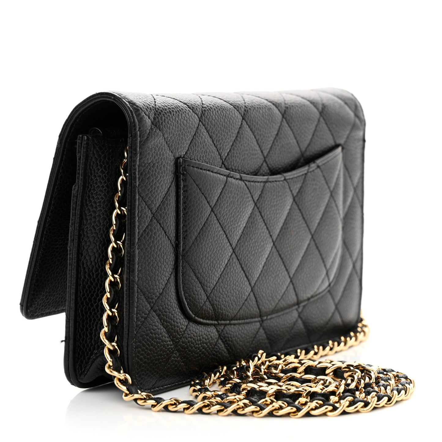Caviar Quilted Wallet on Chain WOC Black