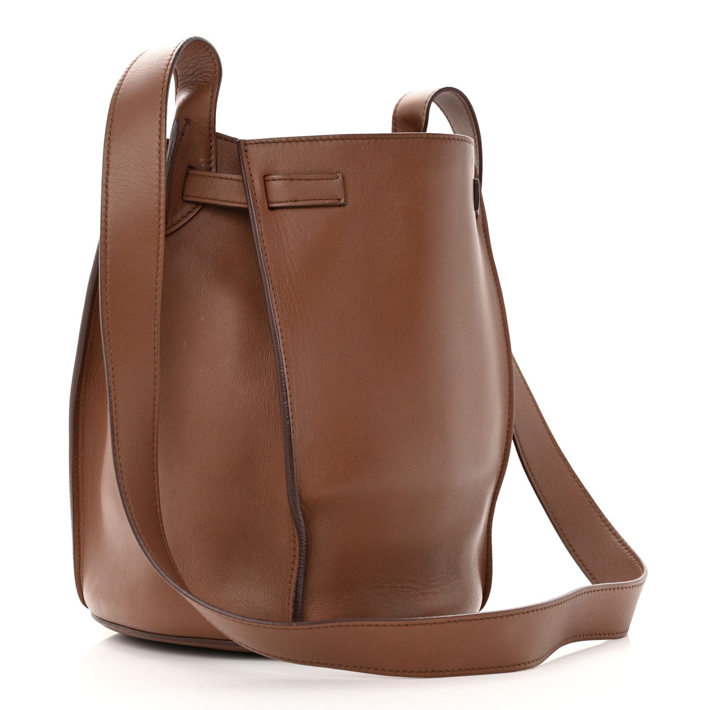 Smooth Calfskin Long Strap Big Bucket Bag Tan