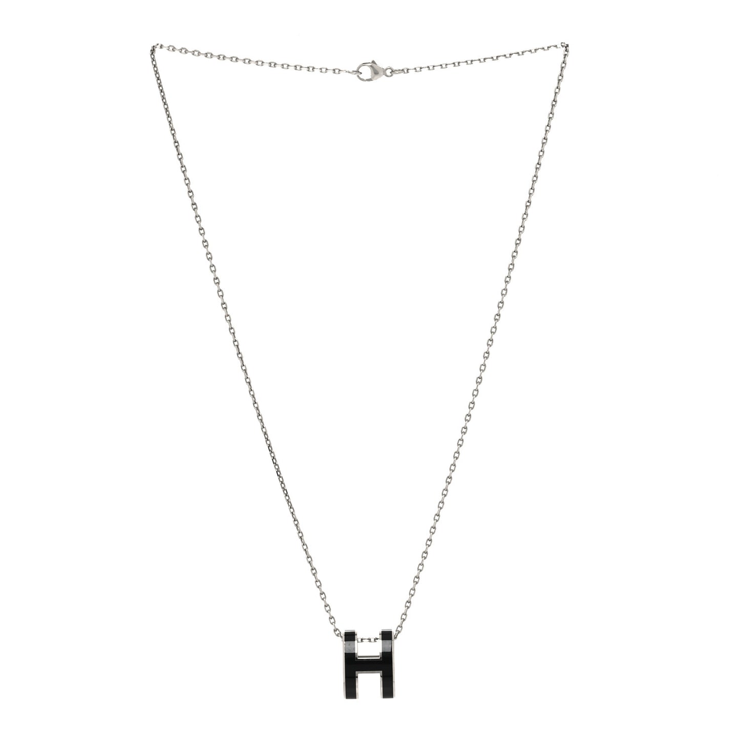 Lacquered Palladium Pop H Pendant Necklace Black