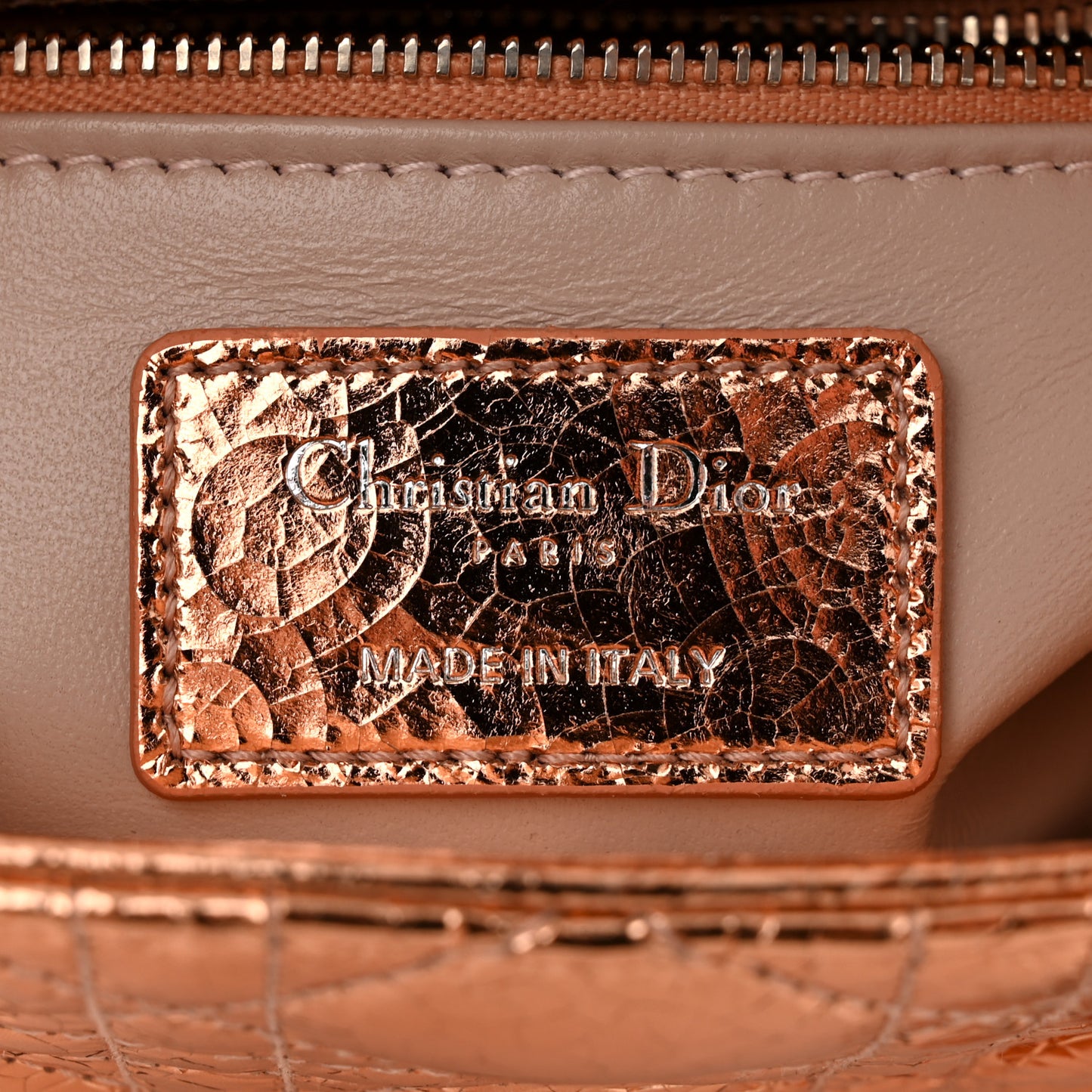 Metallic Calfskin Cannage Mini Lady Dior Pink