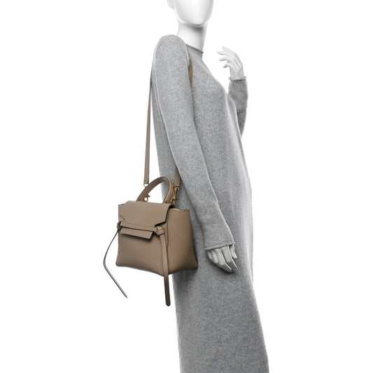 Baby Grained Calfskin Micro Belt Bag Light Taupe
