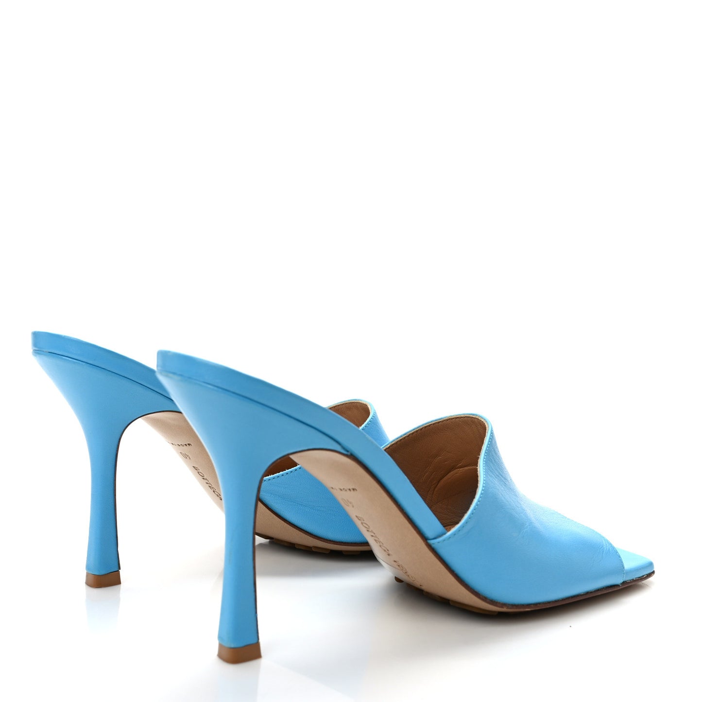 Lambskin Stretch Mule Sandals 40 Sky Blue