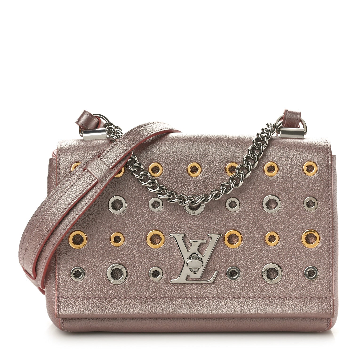 Louis Vuitton Soft Calfskin Eyelet Lockme II Chain Bag BB Rose Gold 1 of 9