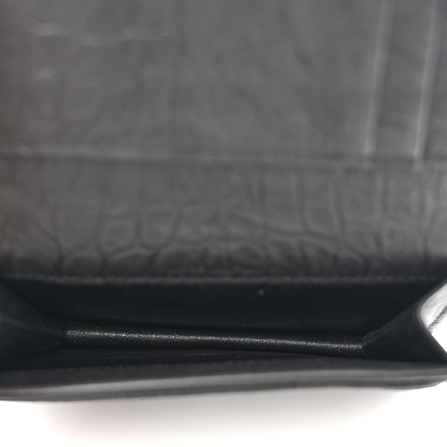Calfskin Crocodile Embossed Monogram Monochrome Business Card Holder Black