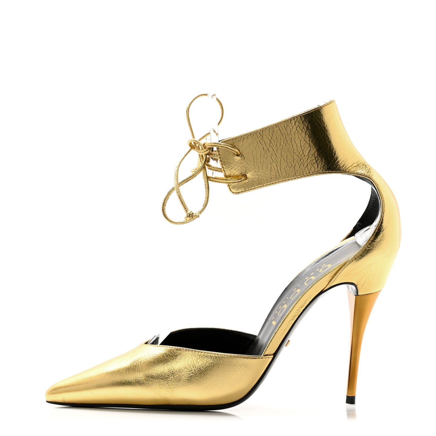Soft Nappa Priscilla Ankle Cuff Pumps 41 Gold