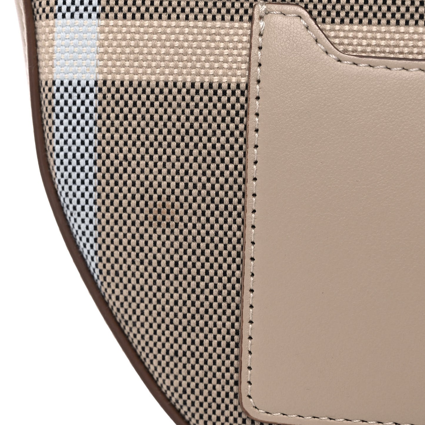 Canvas Calfskin Check Small Olympia Beige
