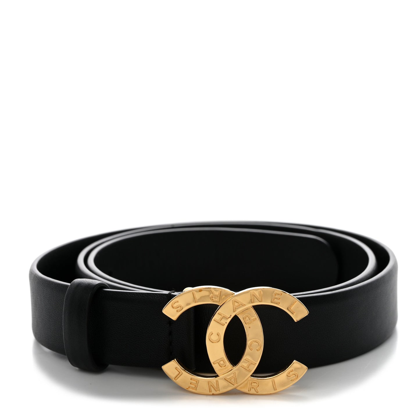 Calfskin Paris Button CC Belt 80 32 Black