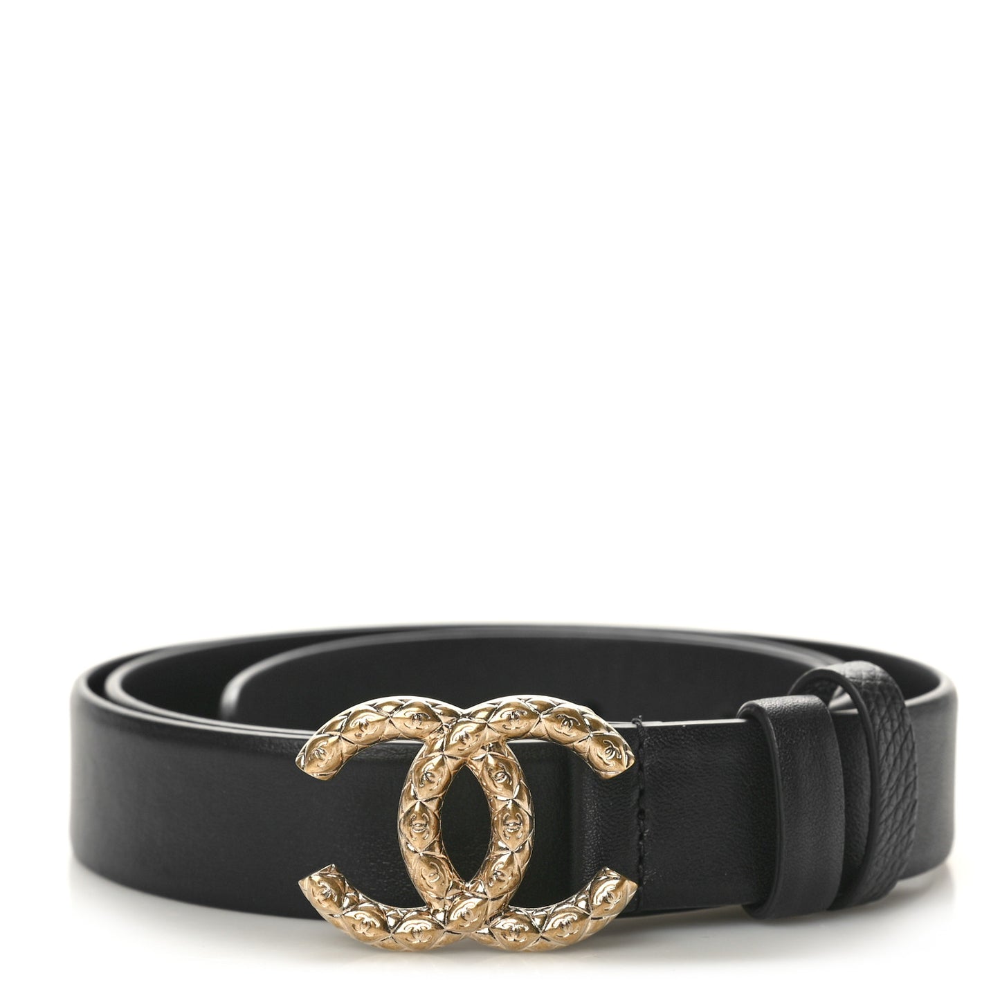 Calfskin Quilted CC Belt 85 34 Black
