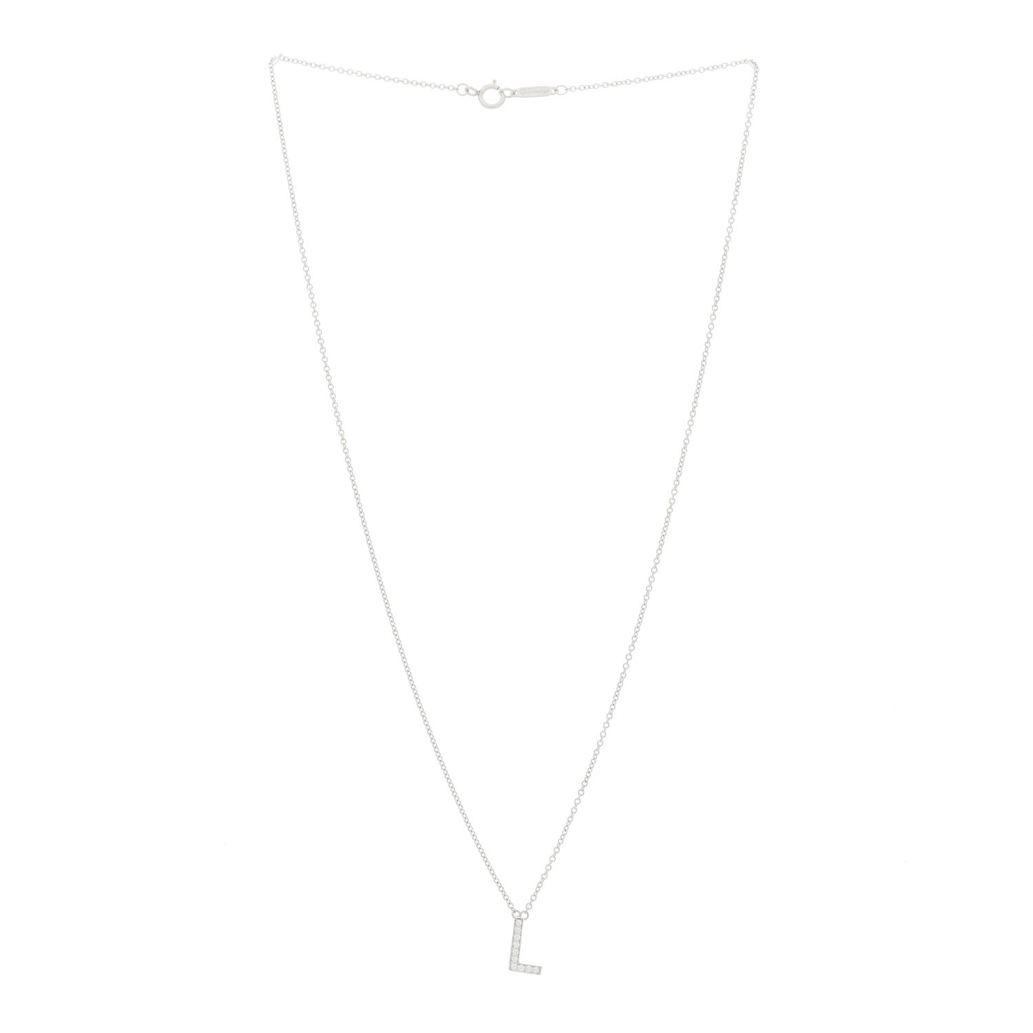 Tiffany Platinum Diamond Letters L Pendant Necklace 3 of 5
