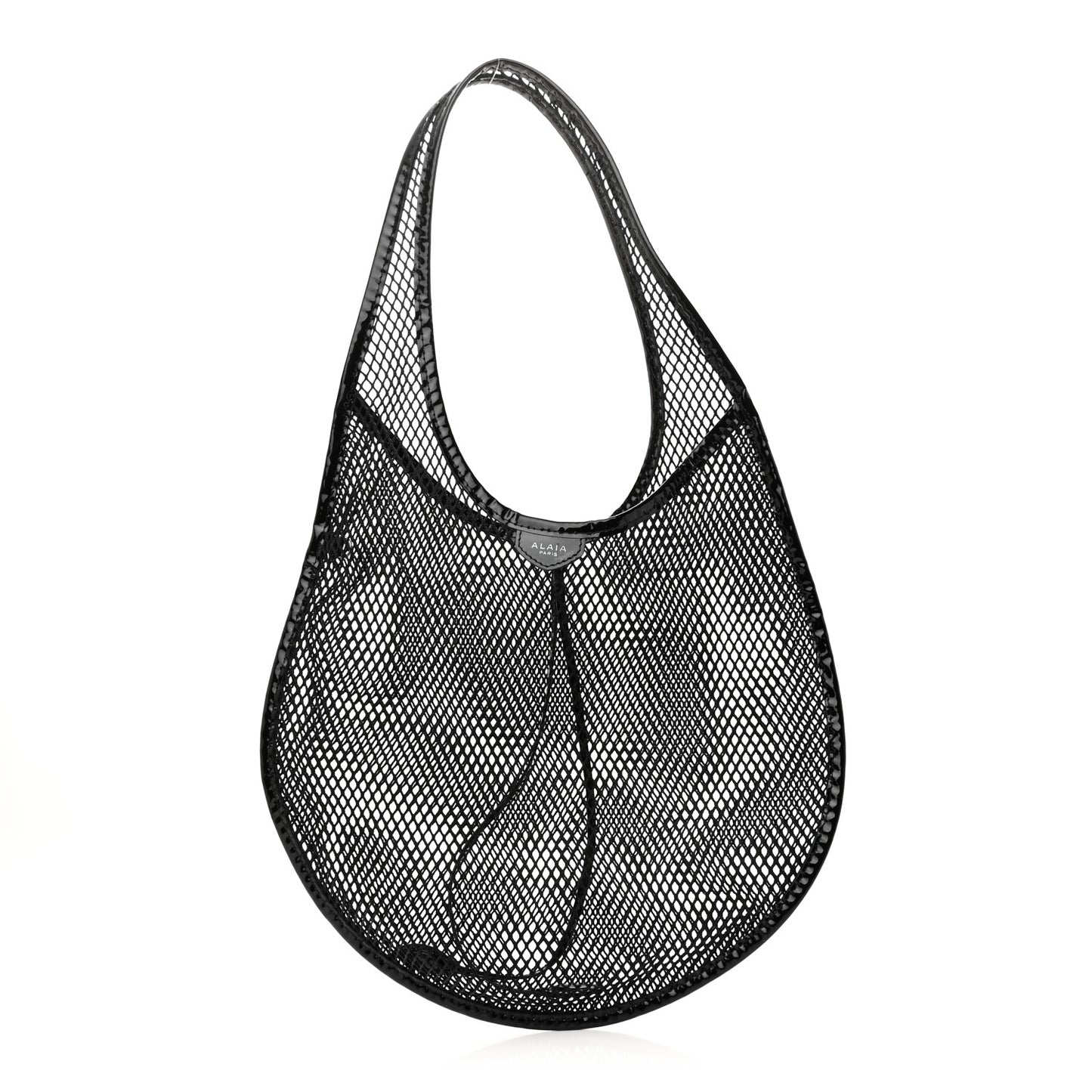 Fishnet Patent Calfskin Medium One Piece Bag Black