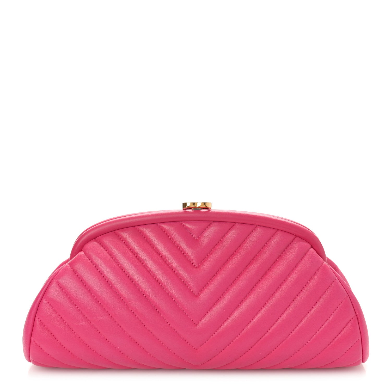 Chanel Lambskin Chevron Quilted Timeless Clutch Dark Pink 1 of 10