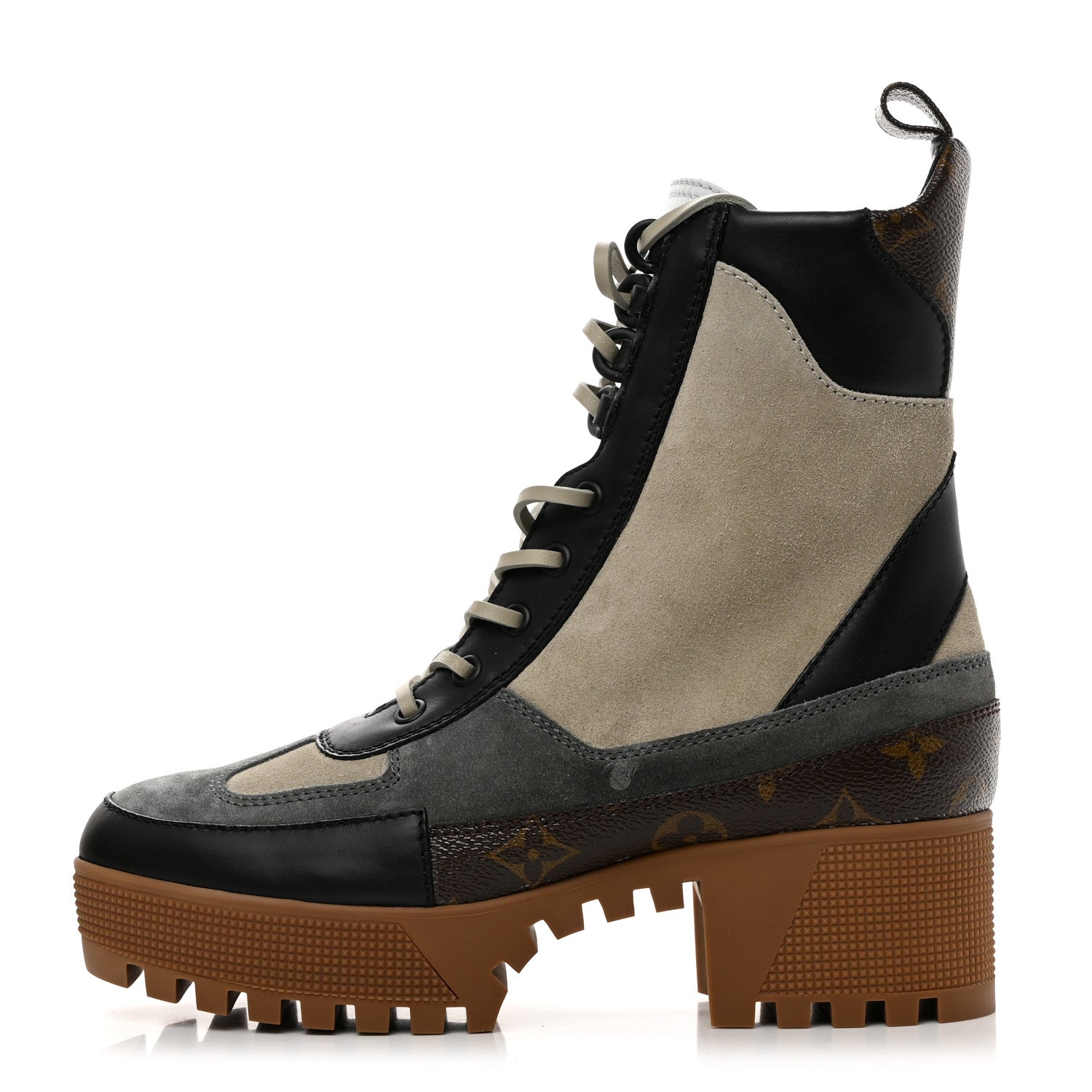 Louis Vuitton Suede Calfskin Monogram Platform Desert Boots 37.5 Dark Gray 1 of 9