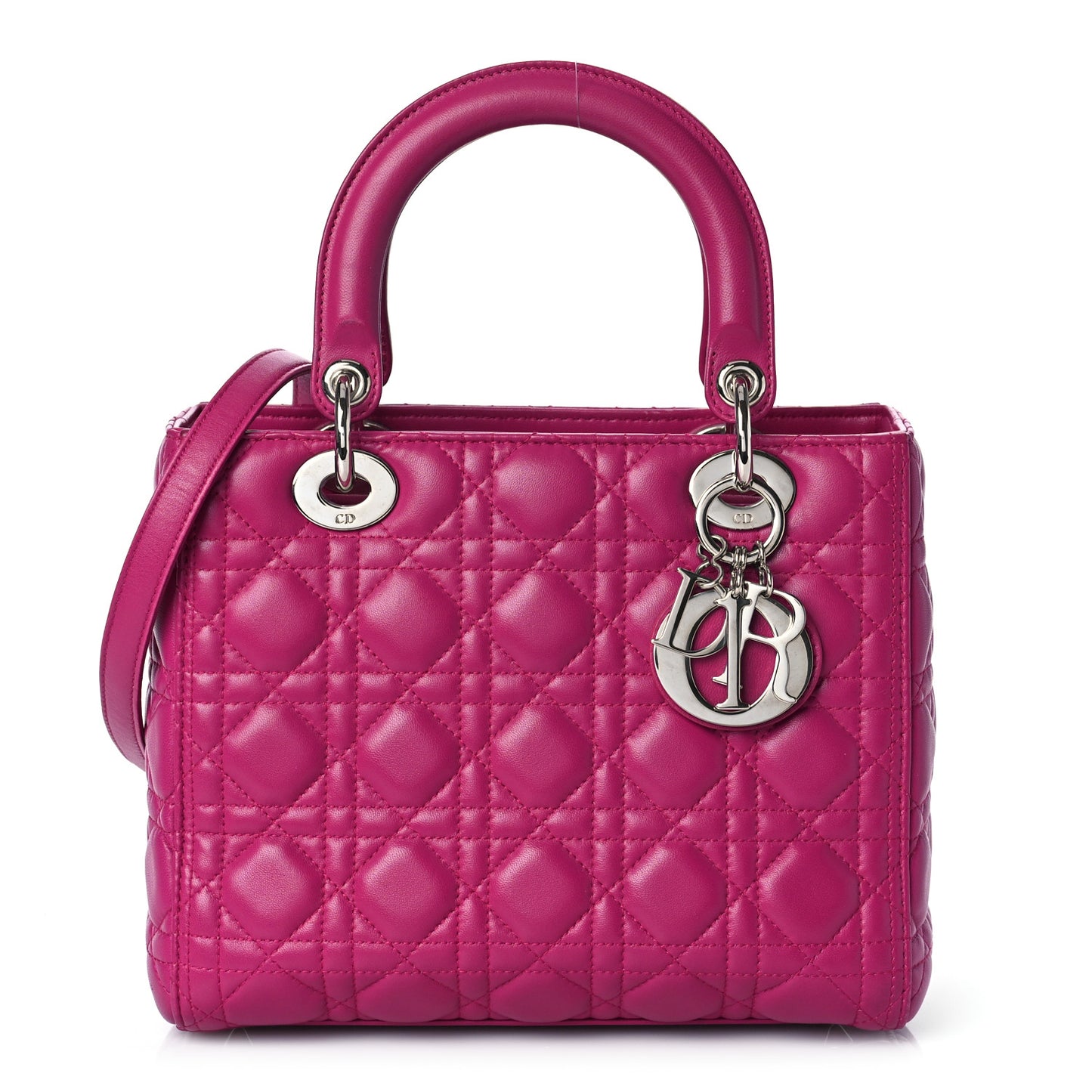 Lambskin Cannage Medium Lady Dior Fuchsia