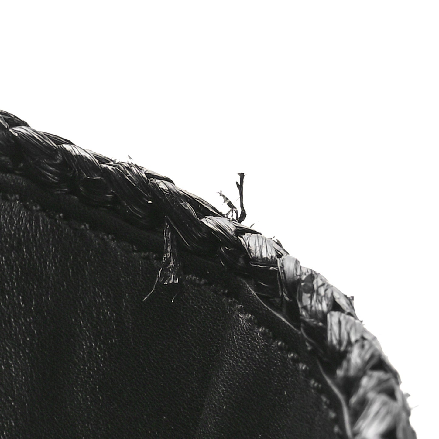 Raffia Calfskin Pipe Bag Black