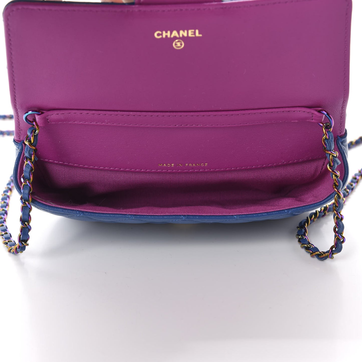 Lambskin Quilted Glasses Case With Chain Blue Purple