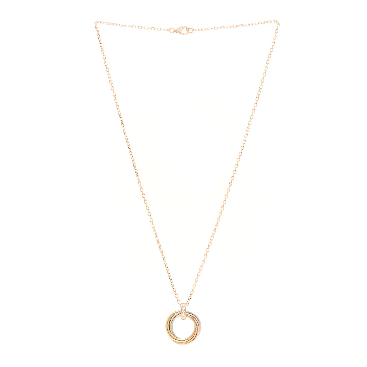 18K Pink White Yellow Gold Diamond Trinity Pendant Necklace