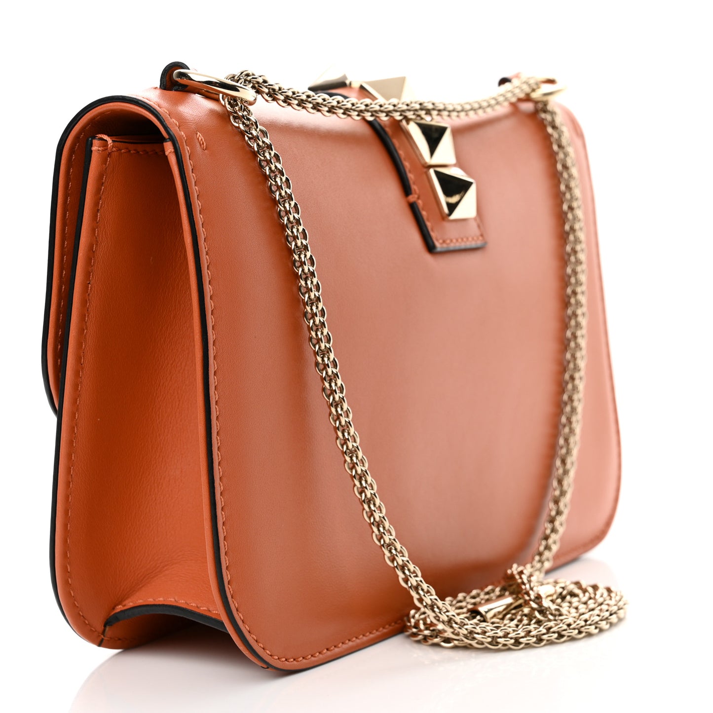 Vitello Medium Glam Lock Rockstud Flap Orange