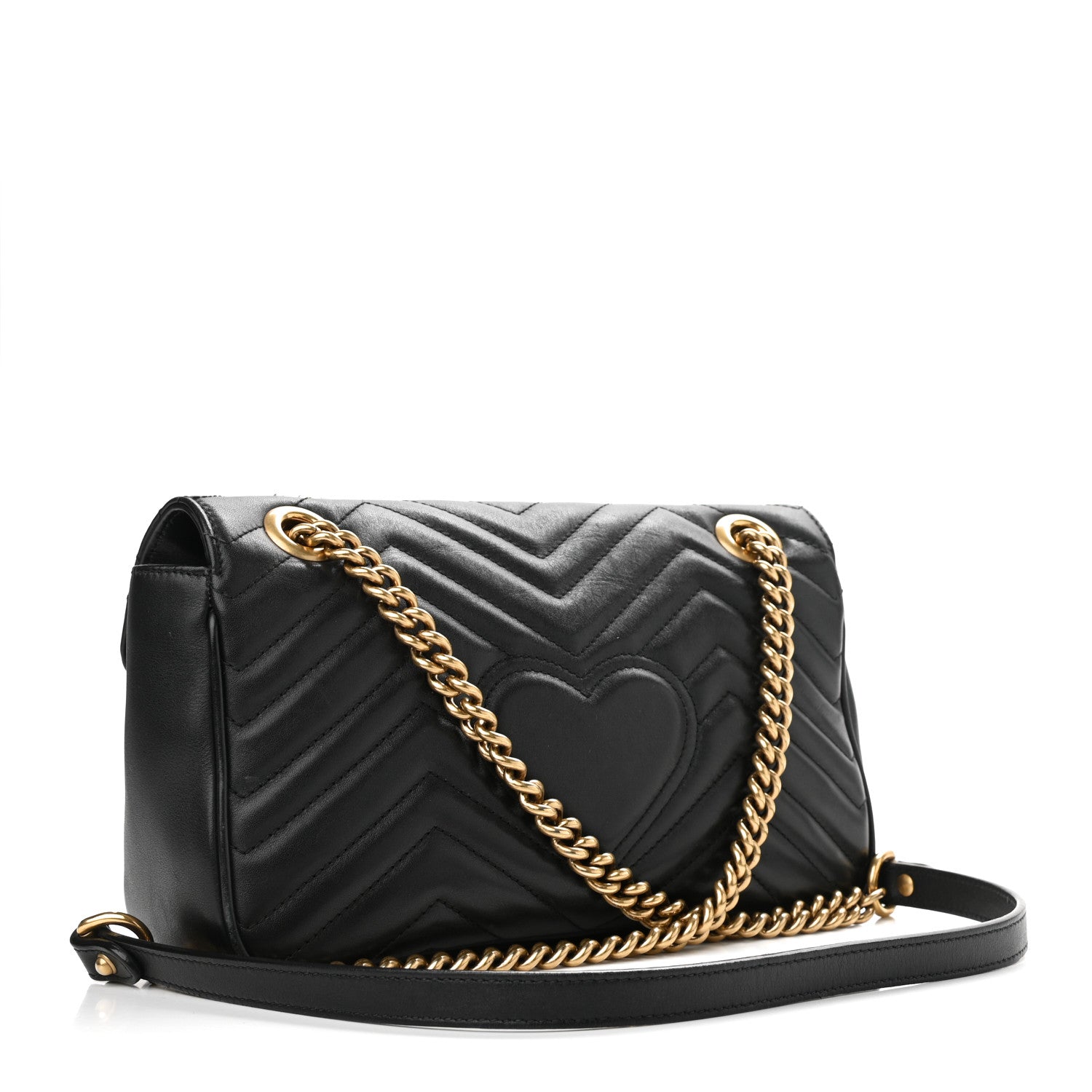 Gucci Calfskin Matelasse Small GG Marmont Shoulder Bag Black 3 of 12