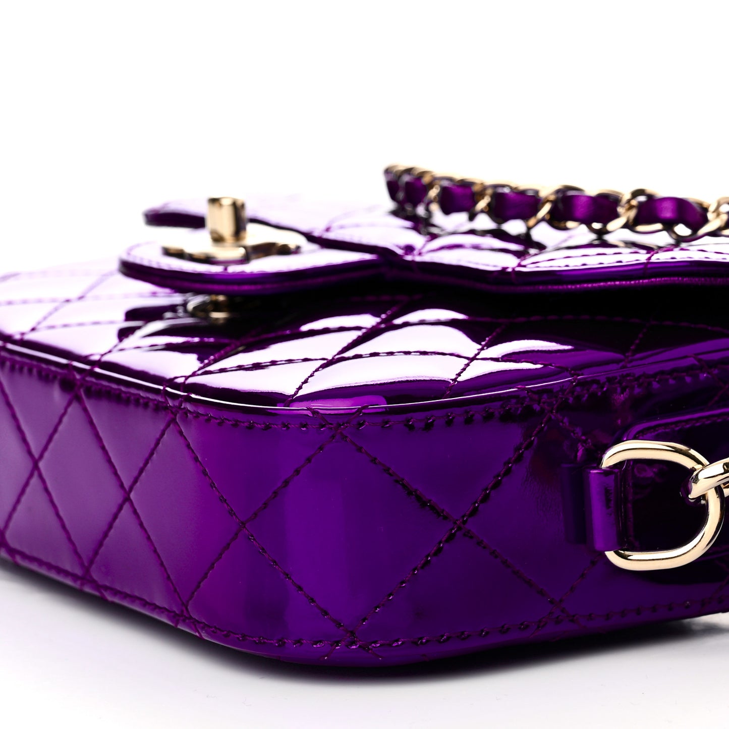 Mirror Calfskin Metallic Calfskin Quilted Hollywood Boulevard Mini Flap With Star Coin Purse Purple