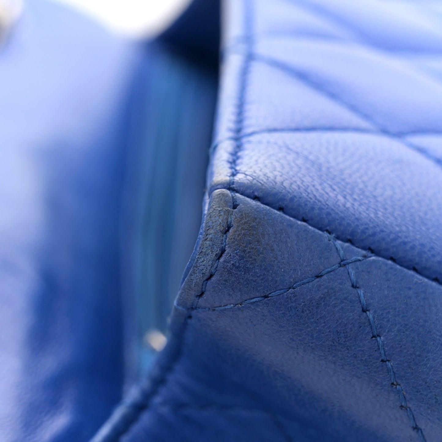 Lambskin Quilted Jumbo Single Flap Blue