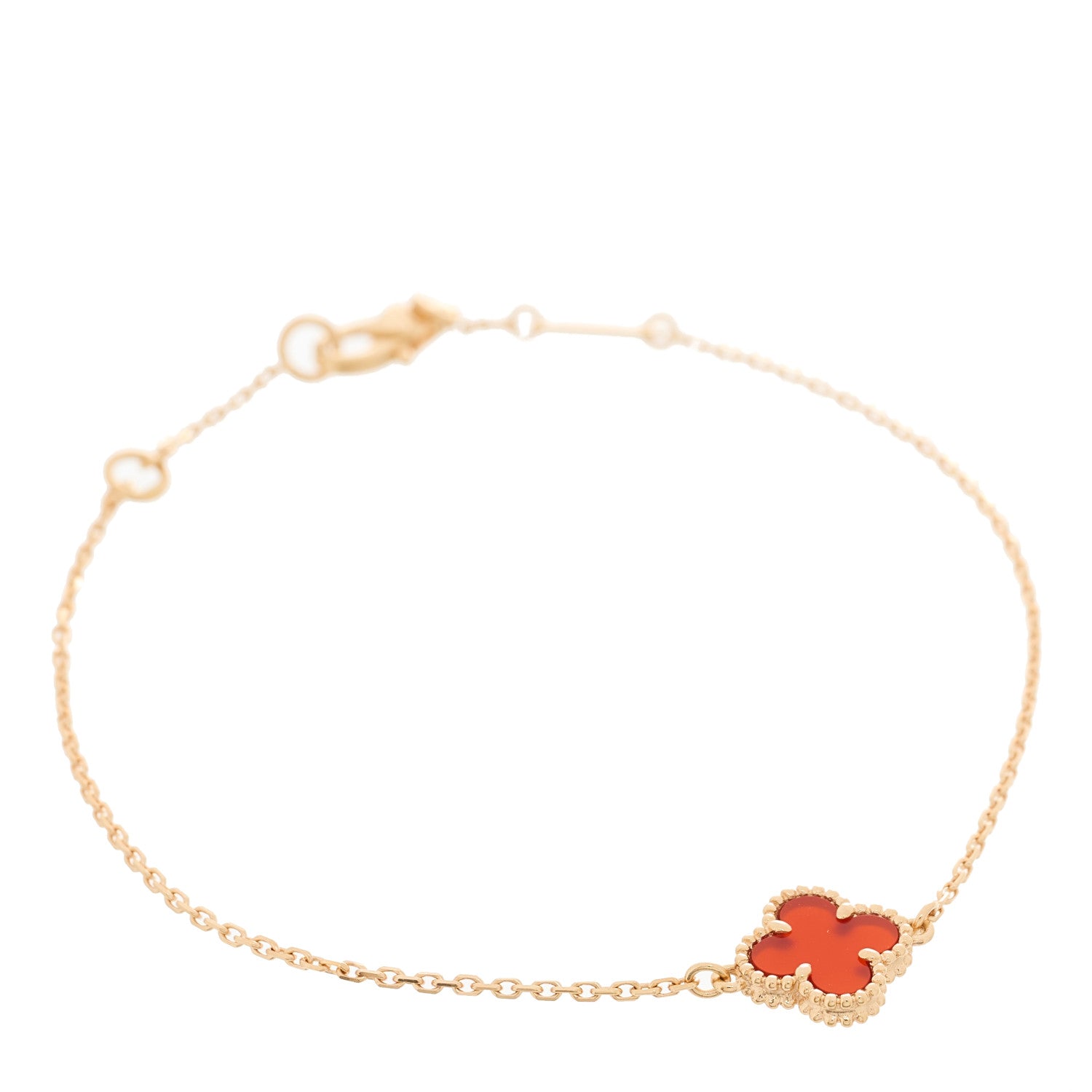 Van Cleef & Arpels 18K Rose Gold Carnelian Sweet Alhambra Bracelet 1 of 5