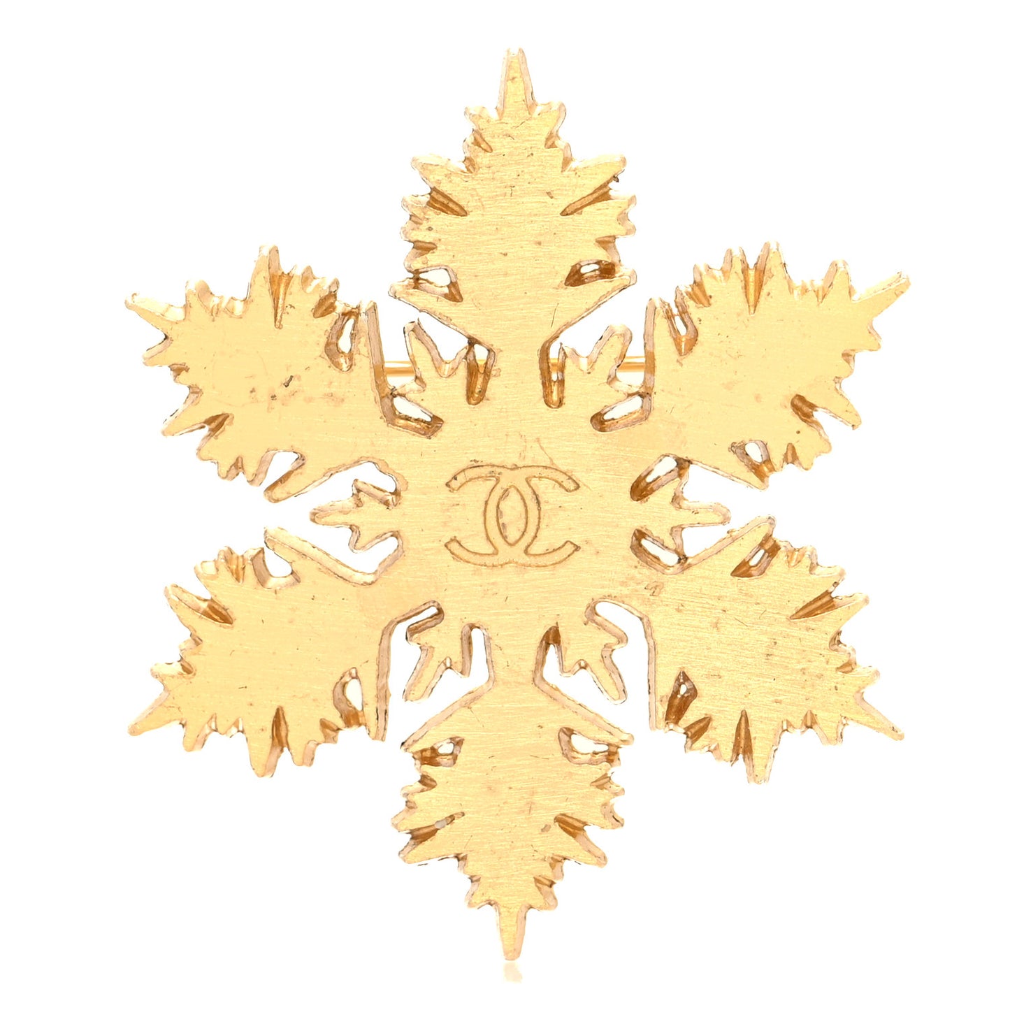 Metal Snowflake CC Brooch Gold
