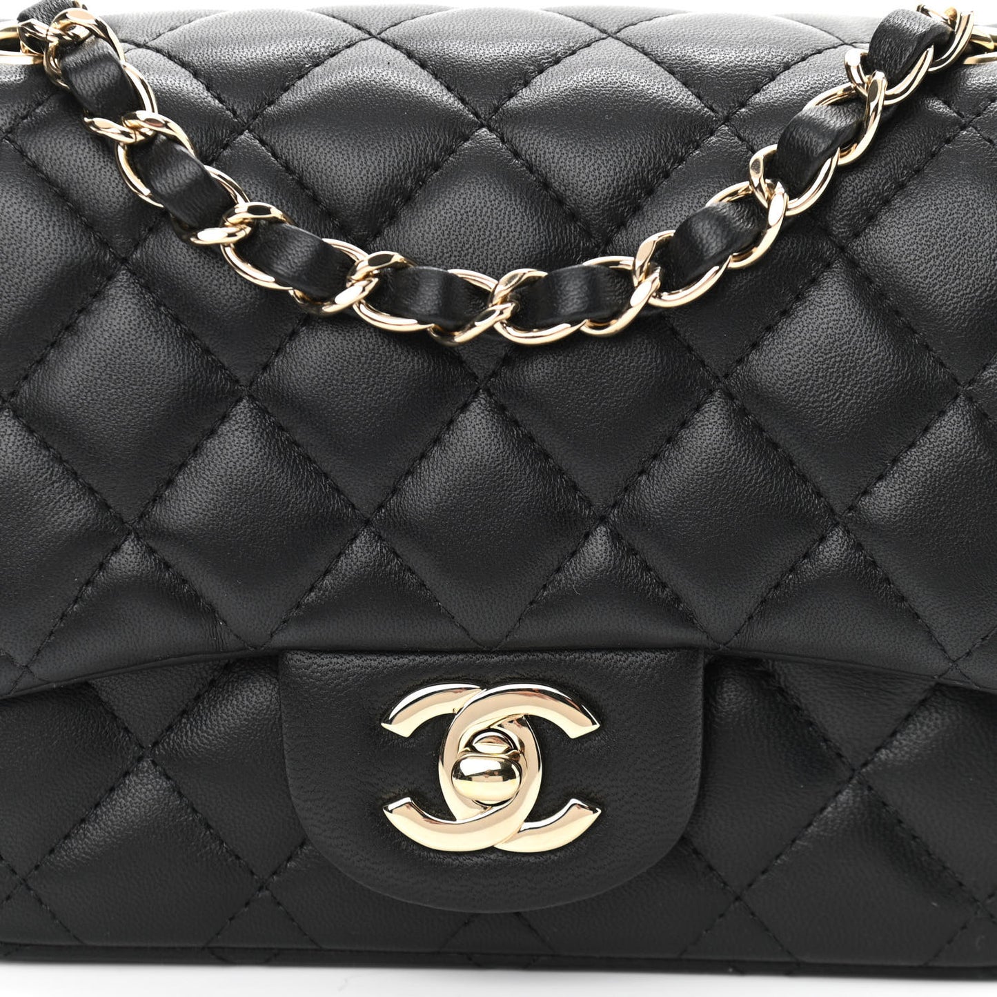 Lambskin Quilted Mini Square Flap Black