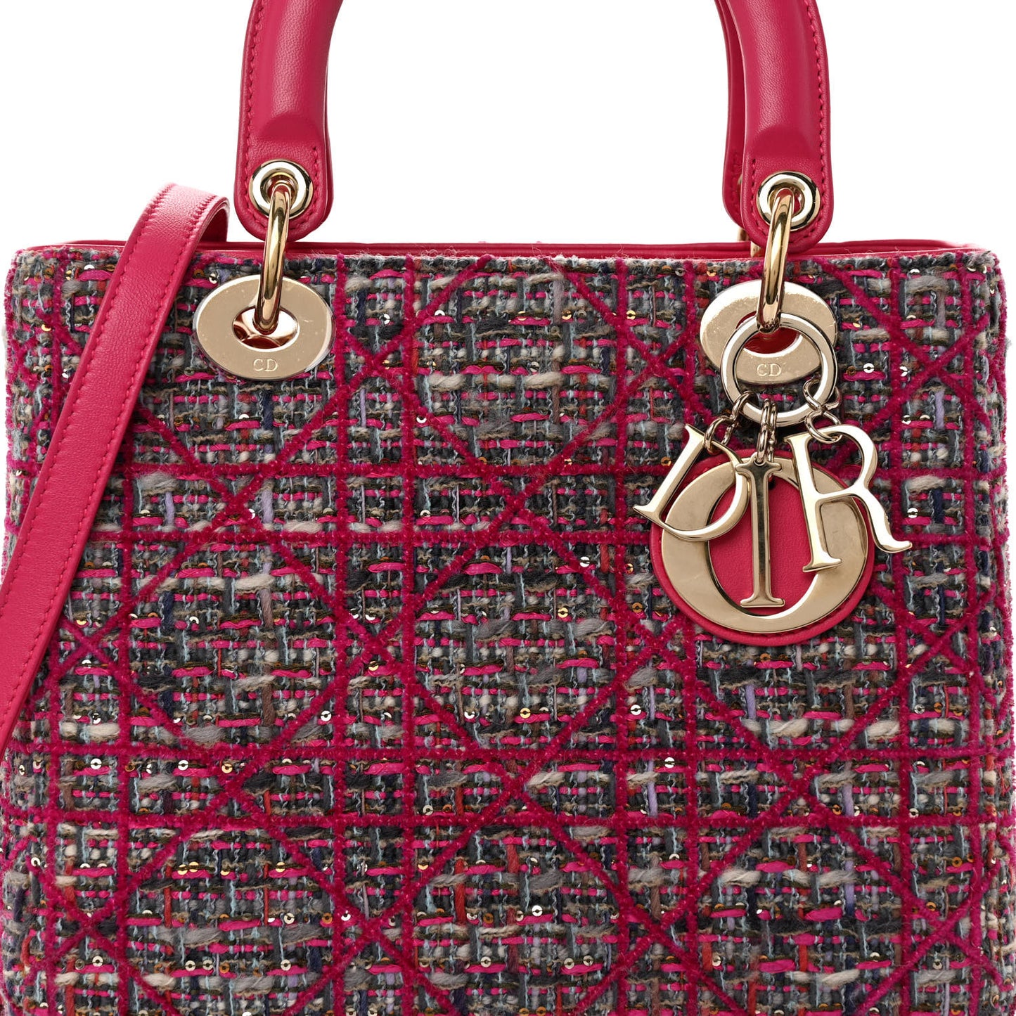 Tweed Medium Lady Dior Pink Multicolor