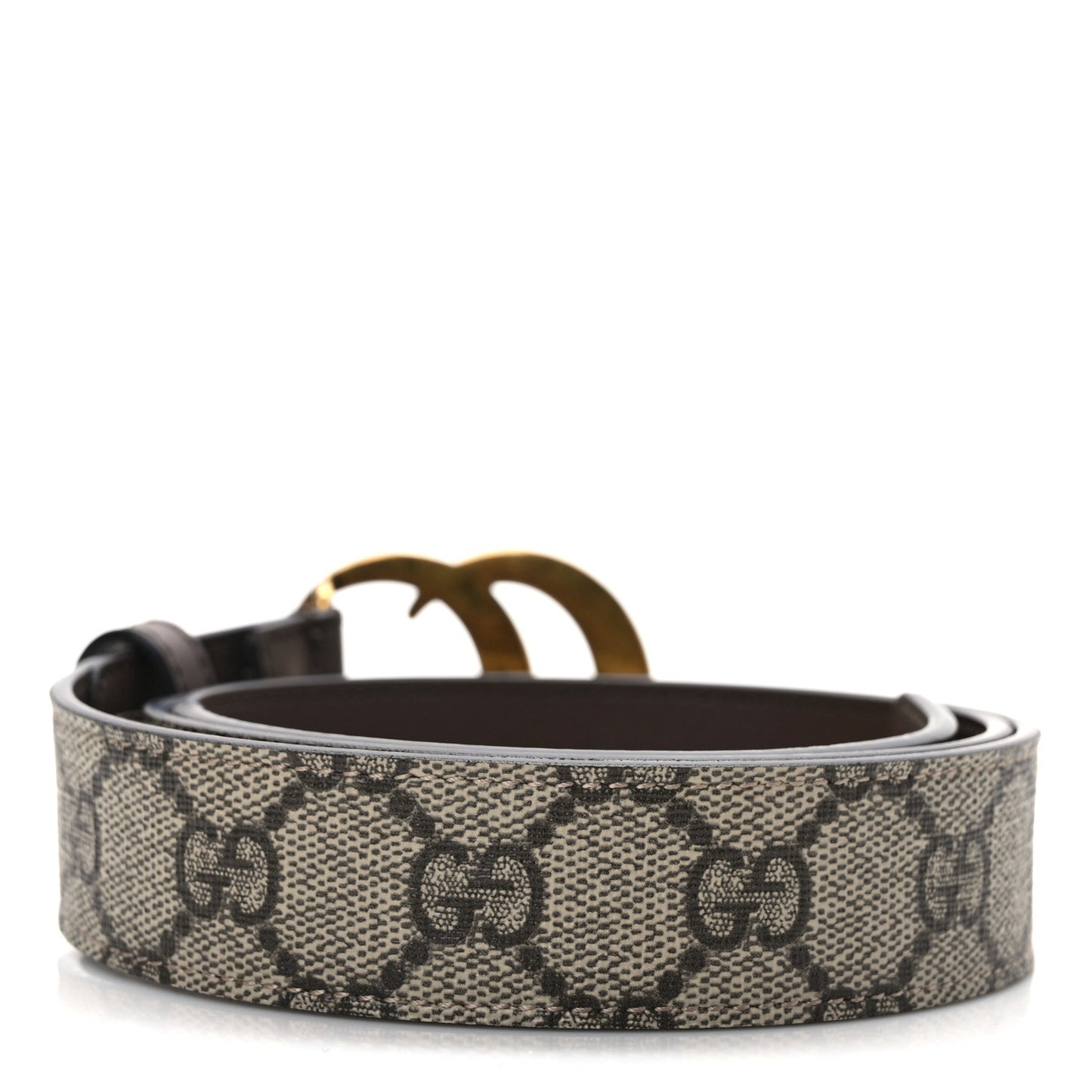 GG Supreme Monogram Matte Plutone Calfskin Double G 30mm Belt 85 34 Beige Ebony New Acero