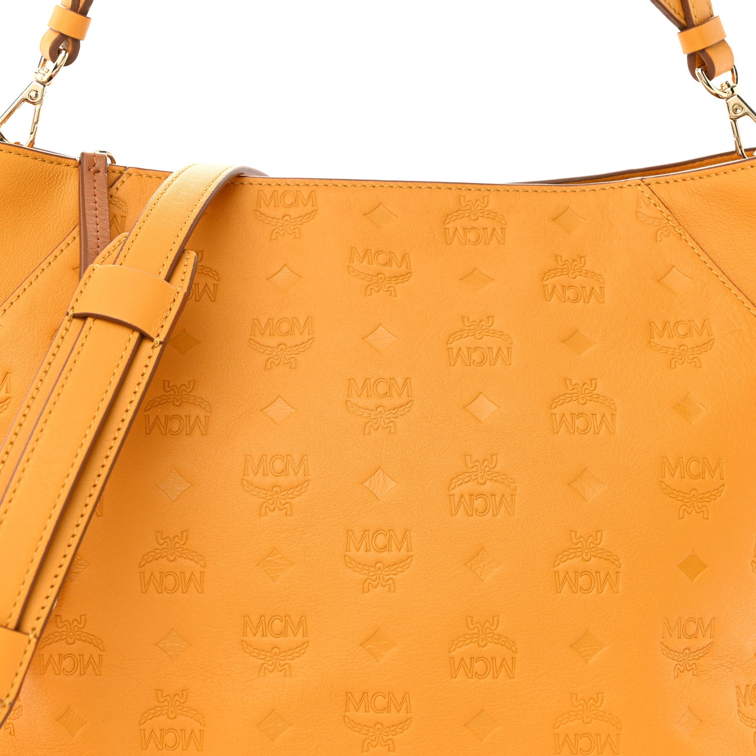 MCM Calfskin Ottomar Monogram Medium Klara Hobo Golden Mango 7 of 9