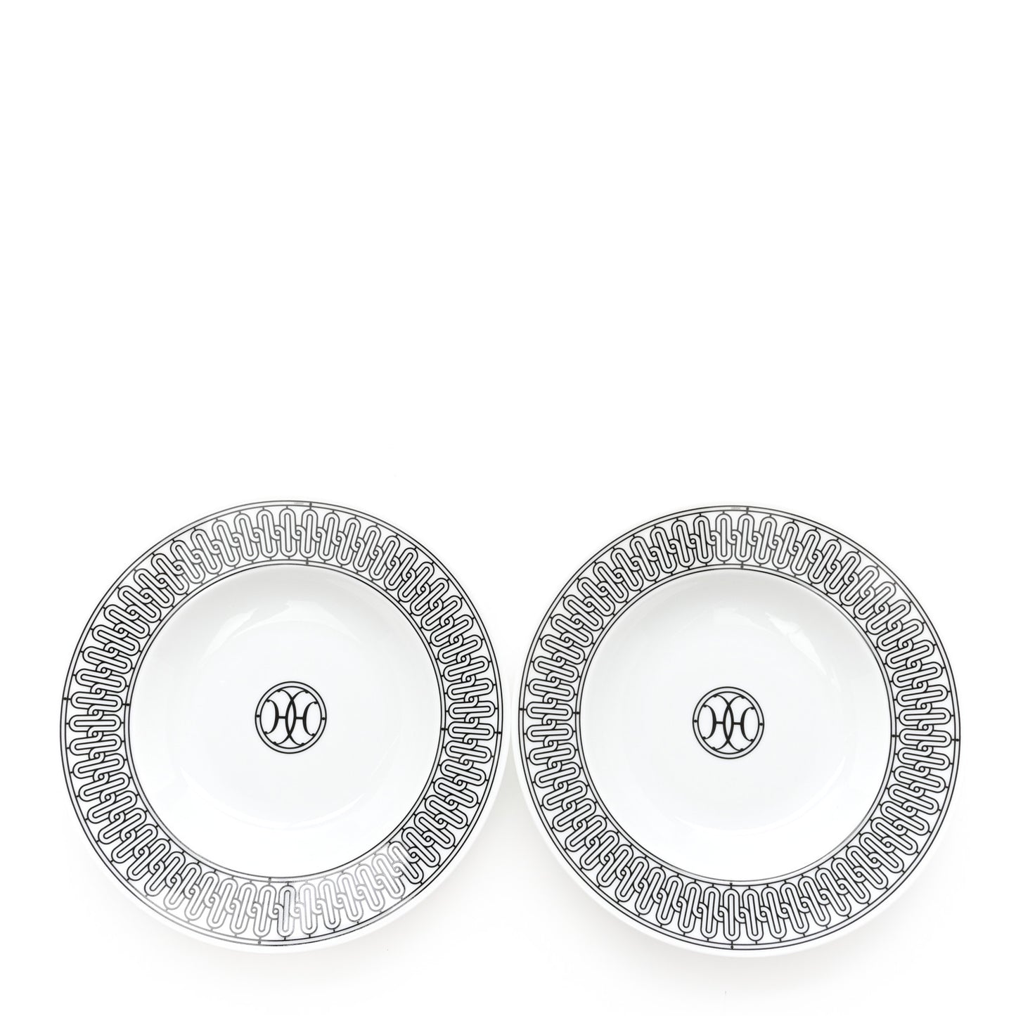 Porcelain H Deco Soup Bowl Set of 2 Black White