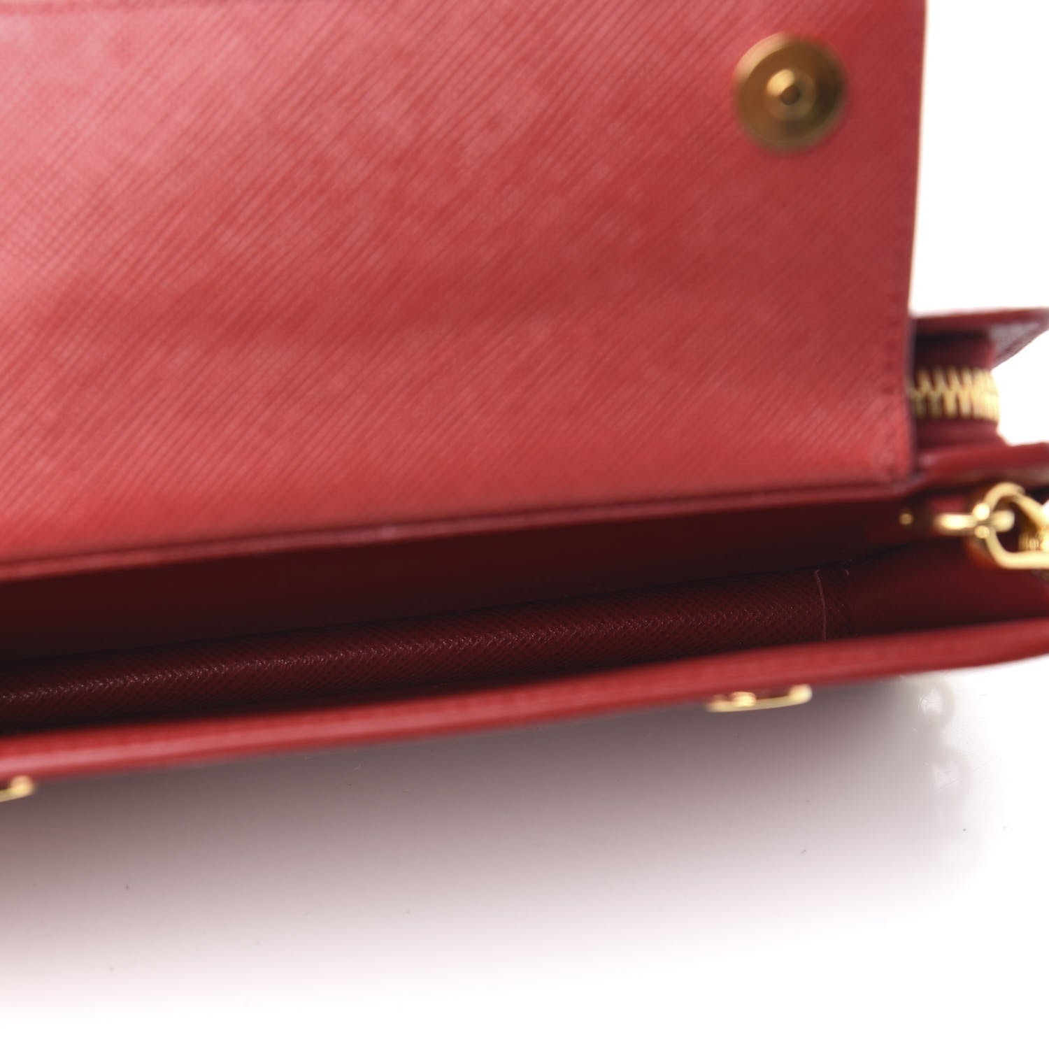 Prada Saffiano Chain Wallet Fuoco 6 of 10