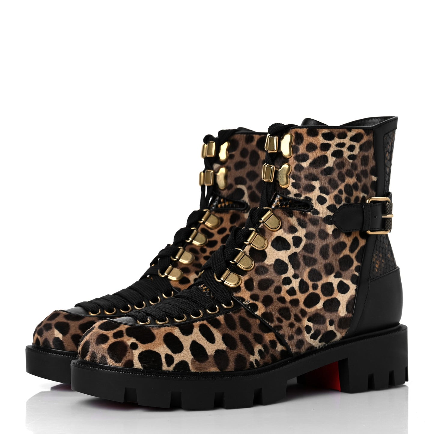 Pony Hair Calfskin Macademia Biker Boots 37.5 Black