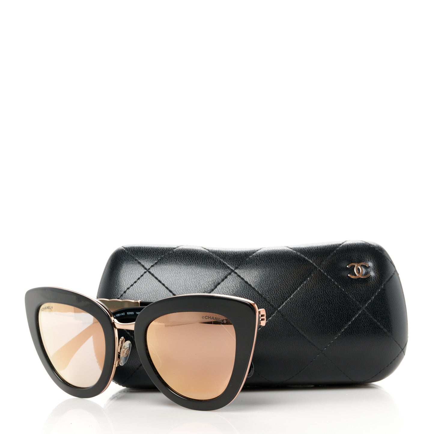 Cat Eye Quilted Sunglasses 5368 Black Pink