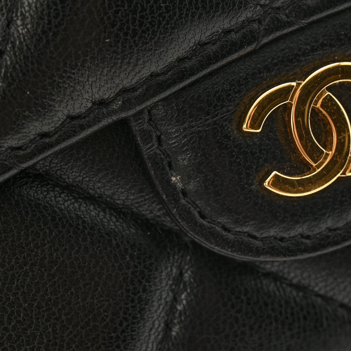 Lambskin Quilted Large Gusset Flap Wallet Black