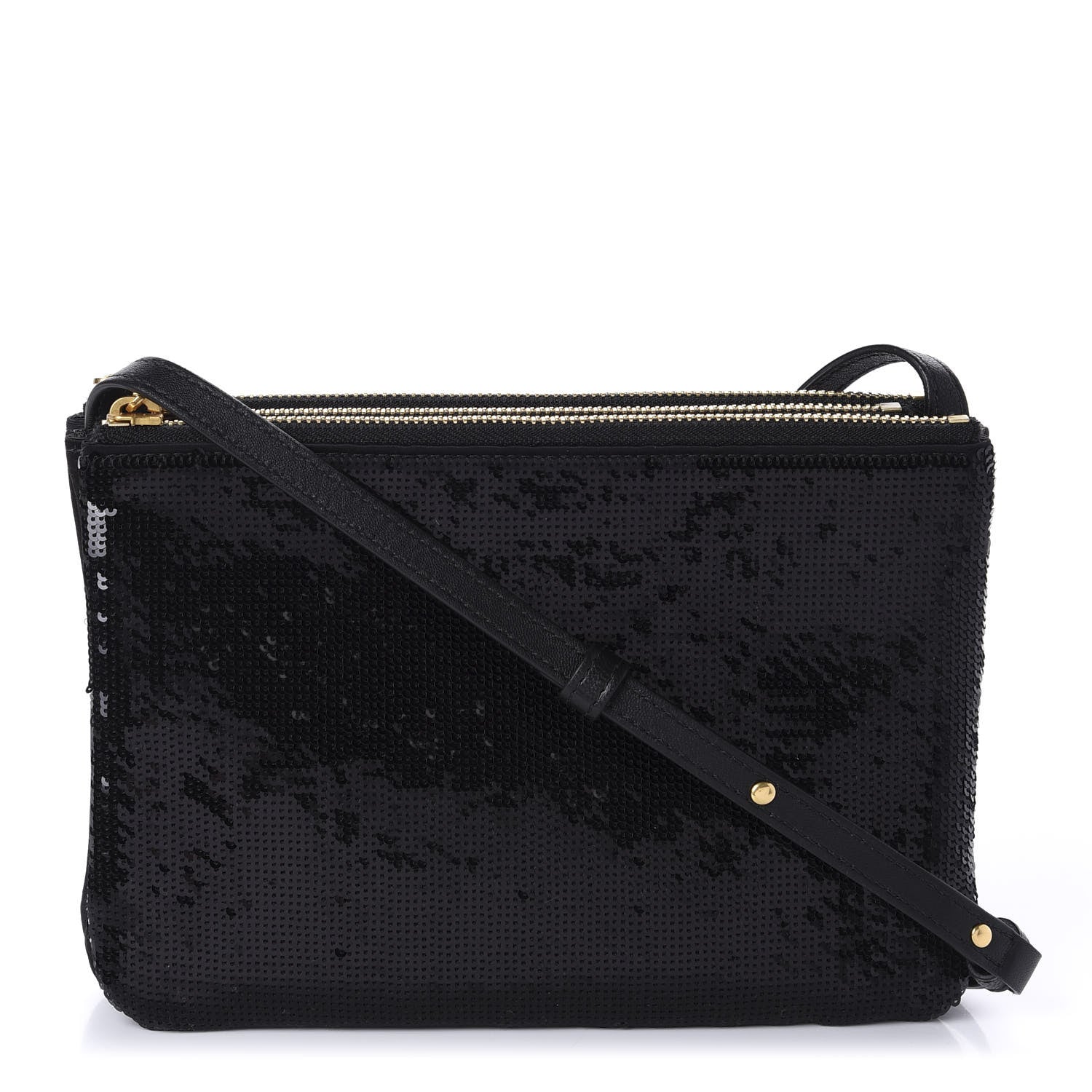 Celine Sequin Small Trio Crossbody Bag Black 1 of 10