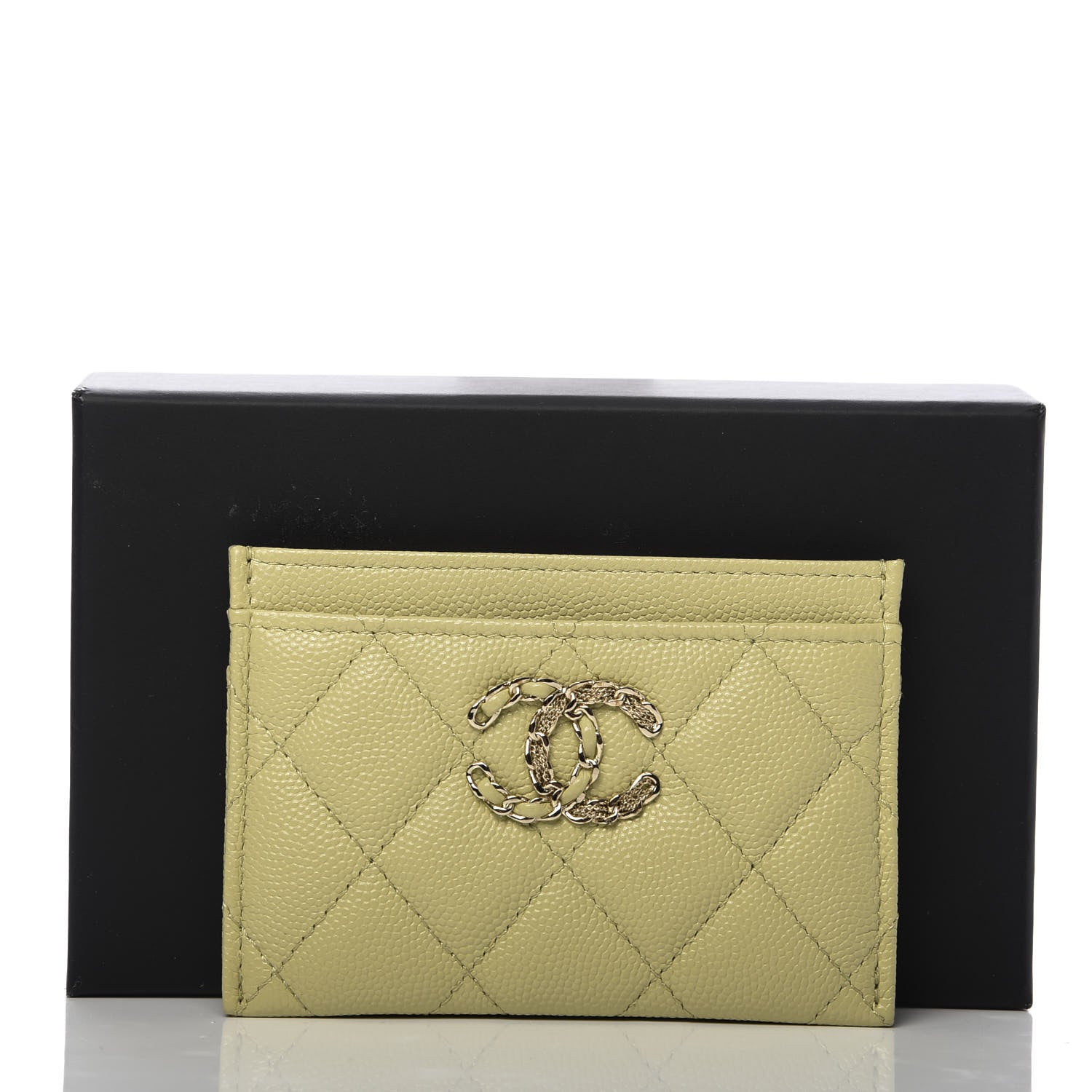 Chanel Caviar Quilted French New Wave Card Holder Light Green 9 of 10
