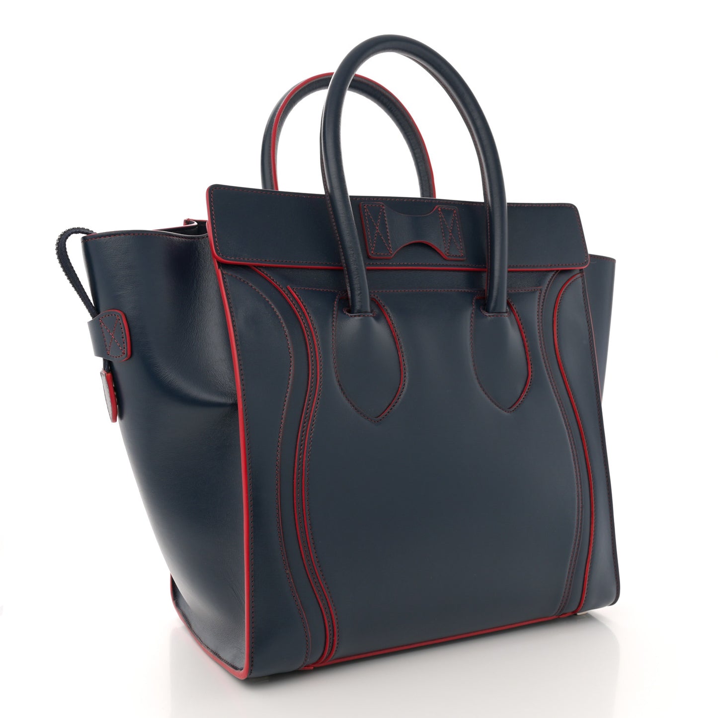 Satin Debossed Calfskin Mini Luggage Navy Blue