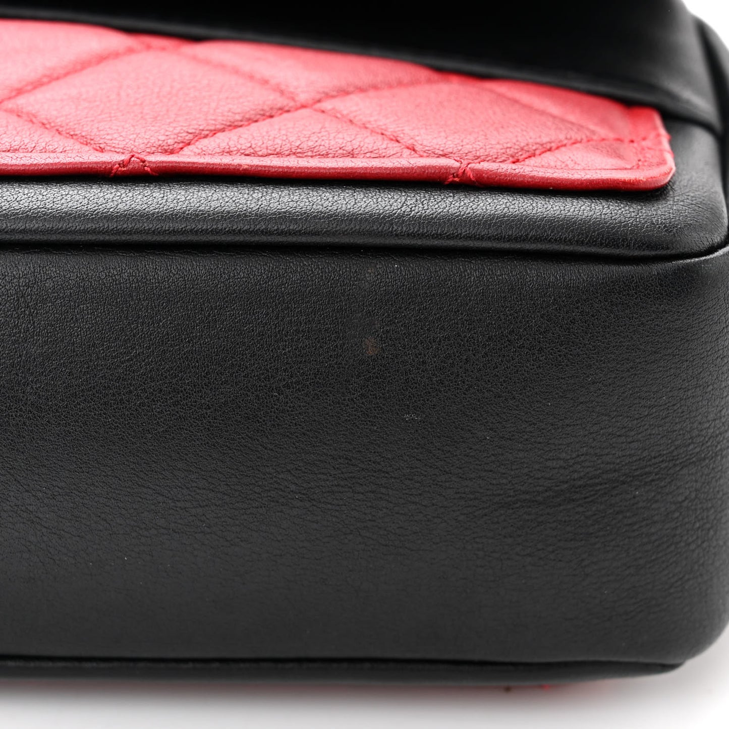 Calfskin Quilted Medium Graphic Flap Red Black