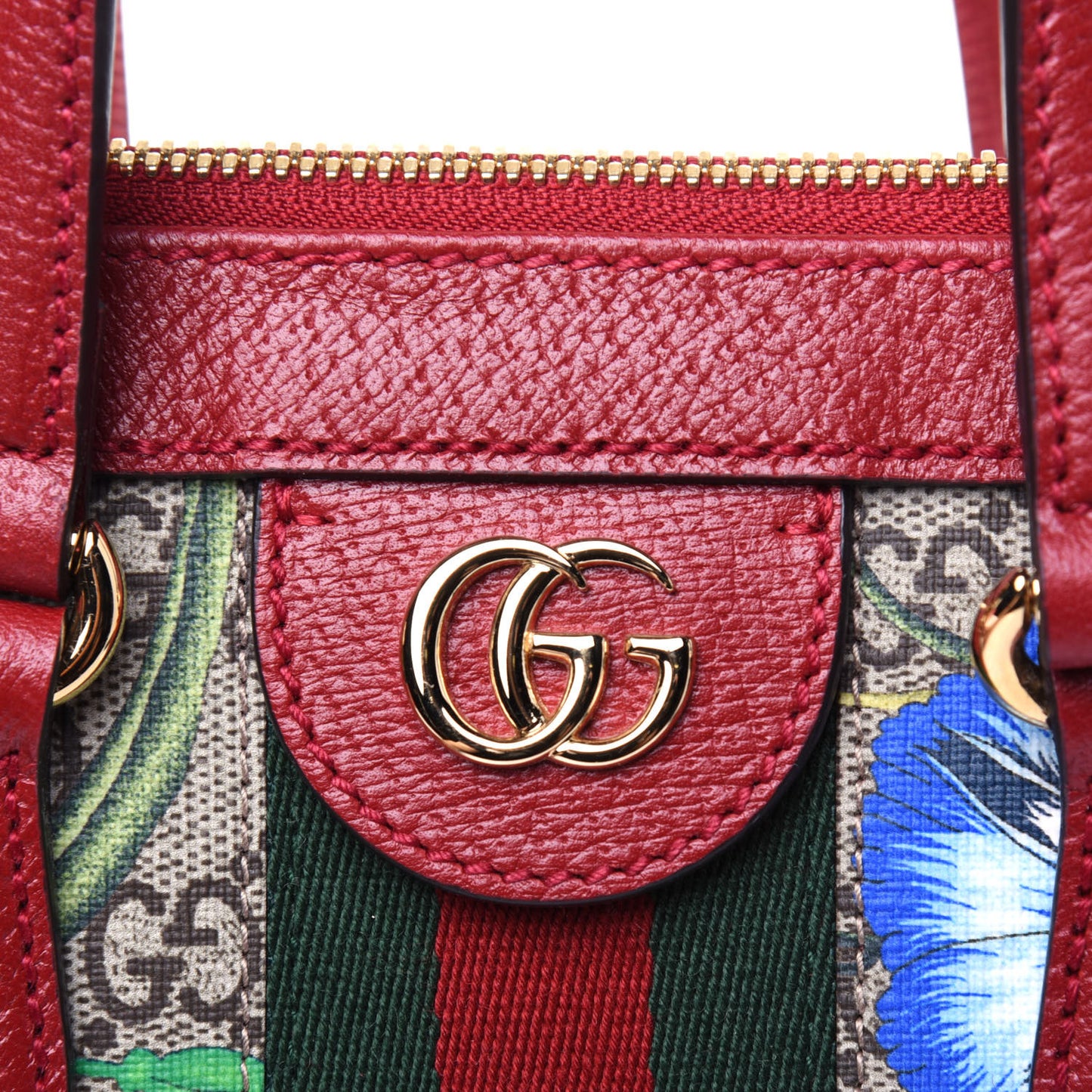 GG Supreme Monogram Flora Web Small Ophidia Tote Bag Red