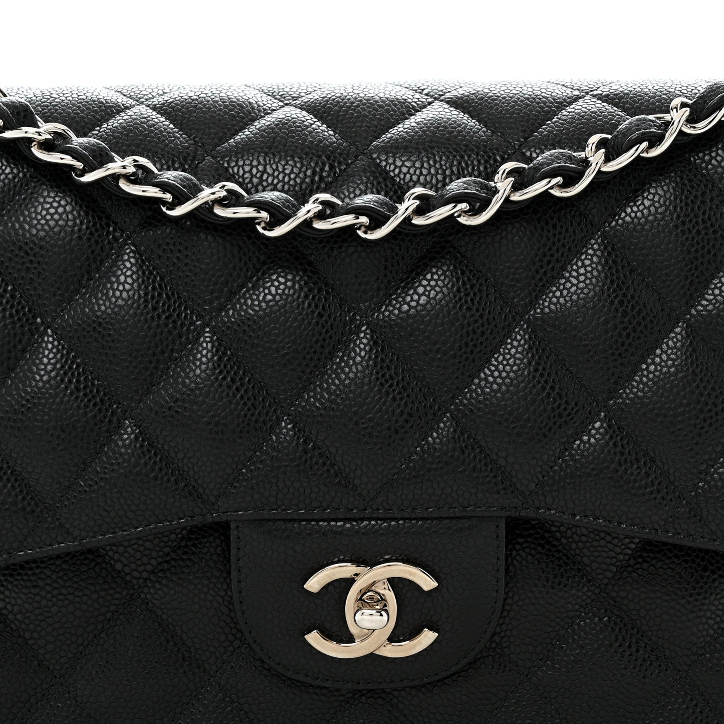 Caviar Quilted Jumbo Double Flap Black
