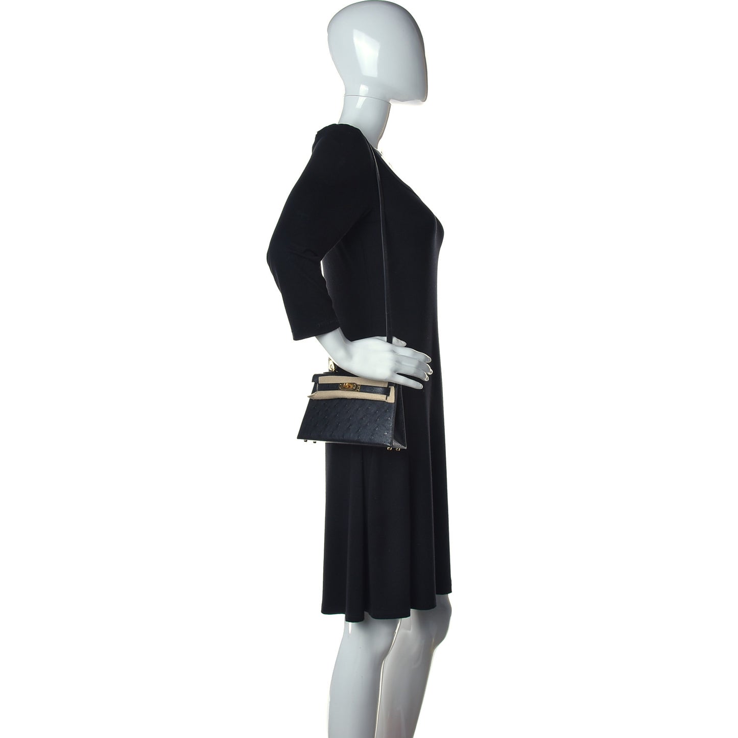 Ostrich Kelly Sellier Mini 20 Black