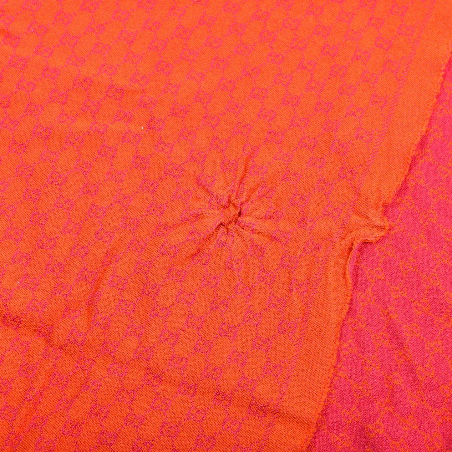 Wool GG Monogram Reversible New Sten Fringe Scarf Orange Pink