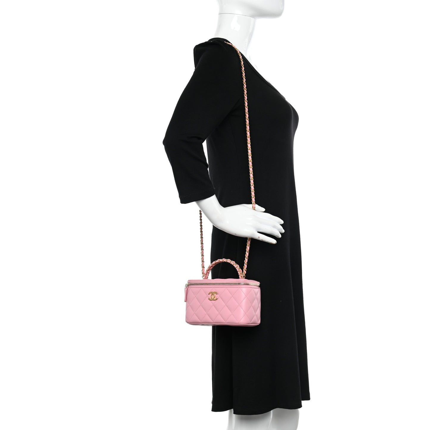 Lambskin Quilted Pick Me Up Vanity Case Pink