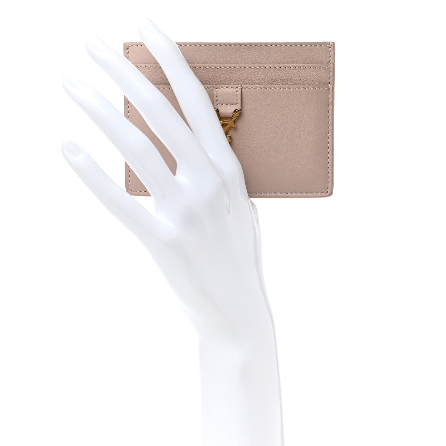 Calfskin Monogram Credit Card Case Pale Pink
