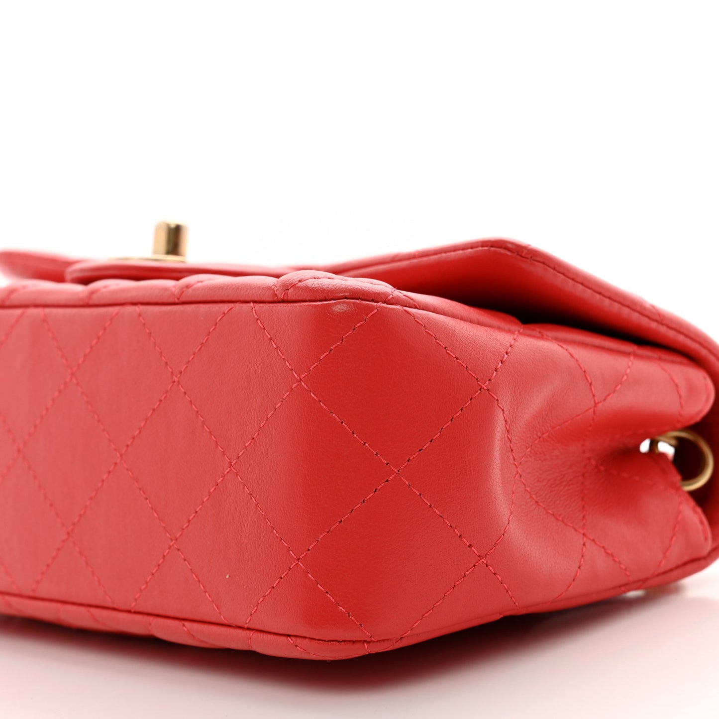Lambskin Quilted Mini Rectangular Flap Red