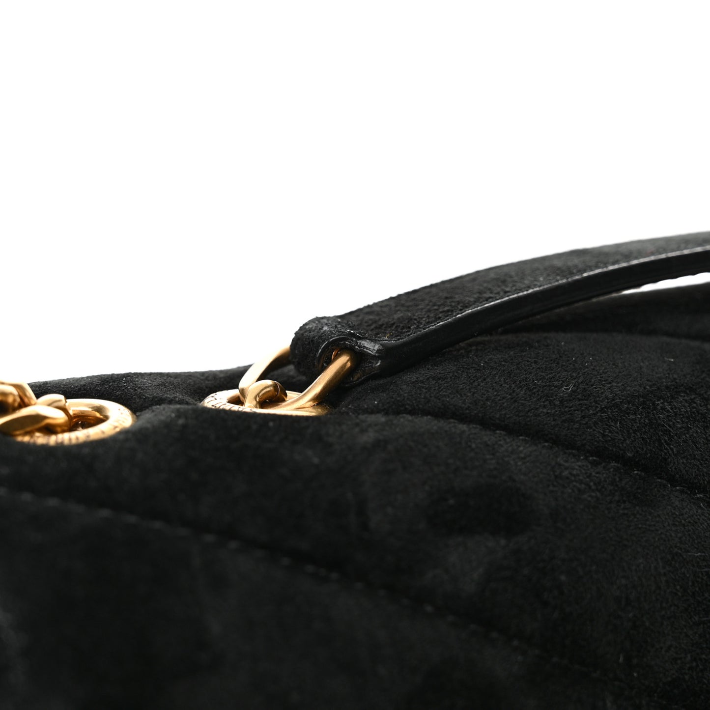 Suede Calfskin Y Quilted Monogram Small Loulou Chain Satchel Black